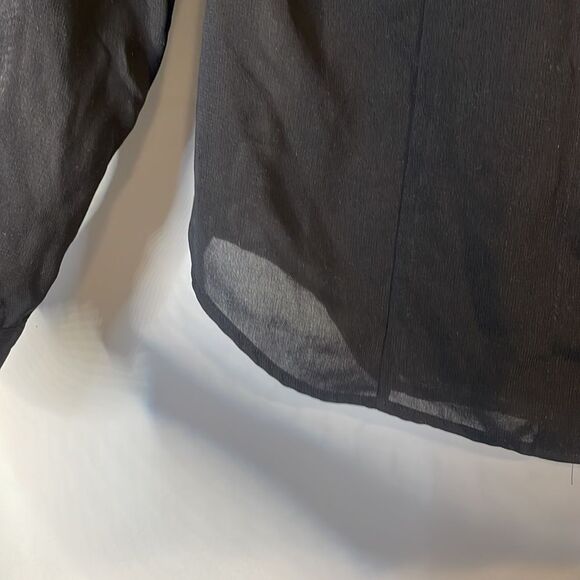 Black Sheer Button Blouse - Picture 5 of 9